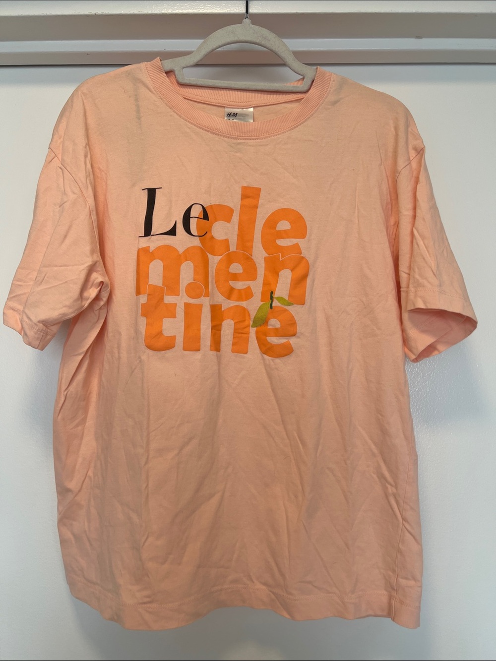 H&M Peach Tee with Bold Orange 'Le Clementine' Print